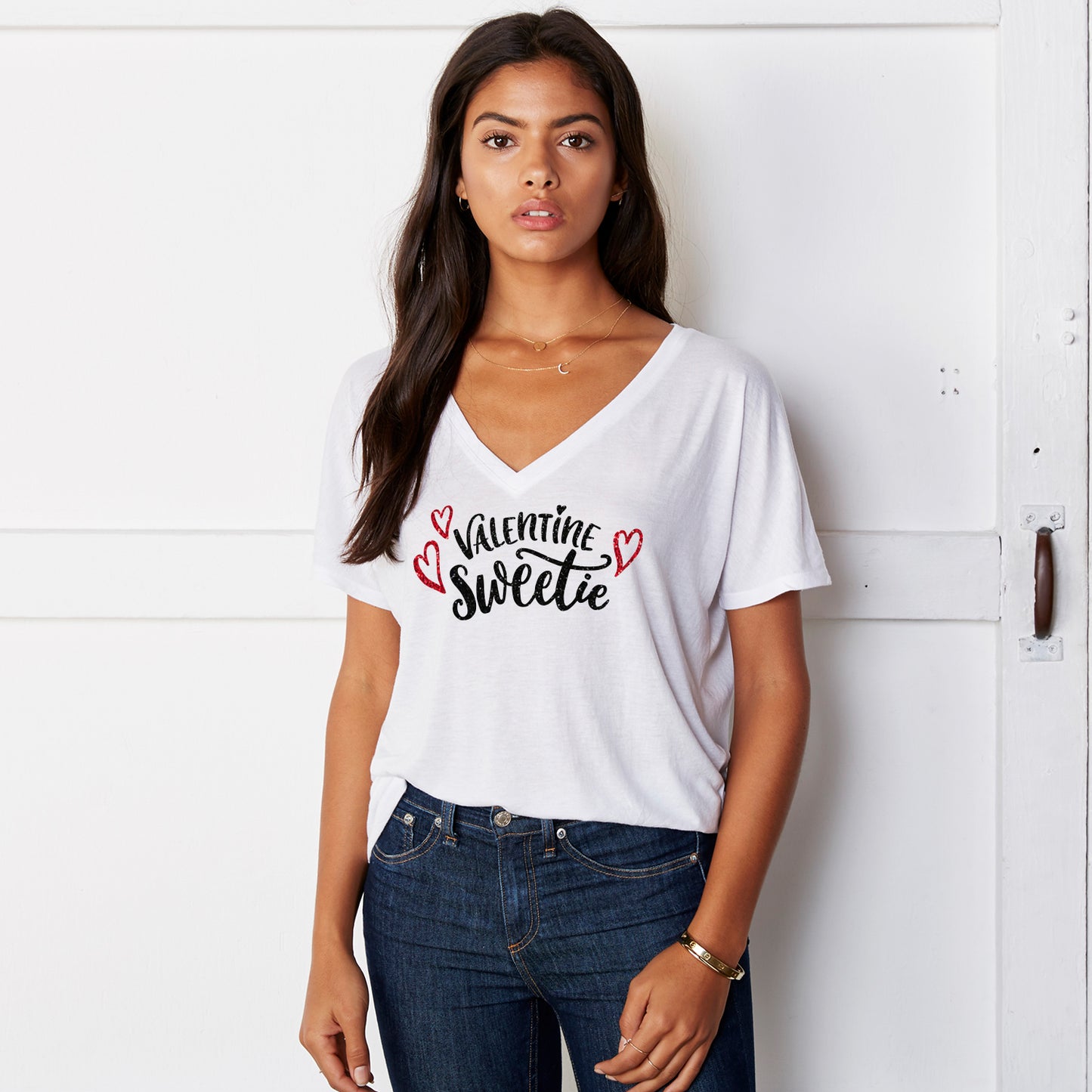 Valentine Sweetie Slouchy V Neck Tee