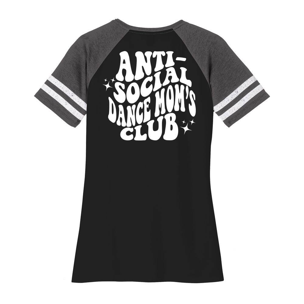 Anti Social Dance Mom Game Day V- Neck Tee