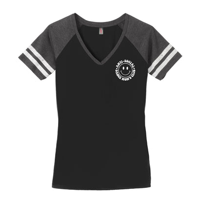 Anti Social Dance Mom Game Day V- Neck Tee