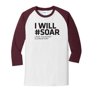 Maroon and White Adult Core Blend 3/4-Sleeve Raglan Tee (7 different design options)