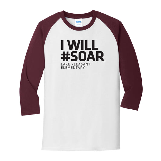Youth Maroon and White Core Blend 3/4-Sleeve Raglan Tee (7 different design options)