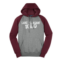 Load image into Gallery viewer, Adult Grey and Maroon Raglan Colorblock Pullover Hooded Sweatshirt (7 different design options)