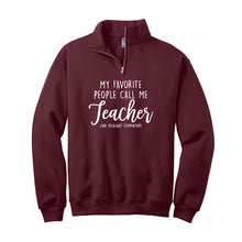 Load image into Gallery viewer, Teacher Adult Maroon NuBlend® 1/4-Zip Cadet Collar Sweatshirt (4 different design options)