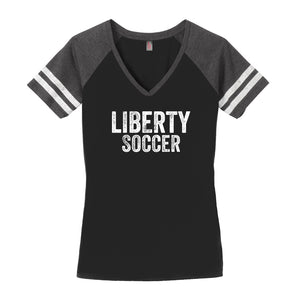 Distressed Liberty Soccer Women's Game Day V-Neck Tee