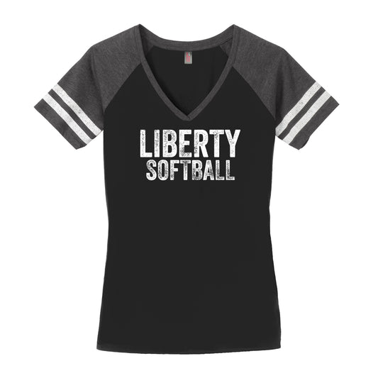 Liberty Softball Distressed Game Day V-Neck Tee