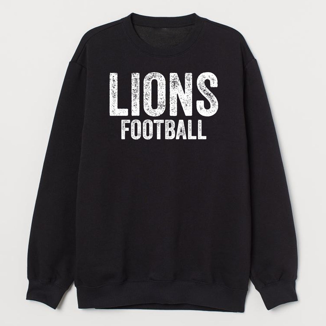 Lions Football Distressed Crewneck Sweatshirt