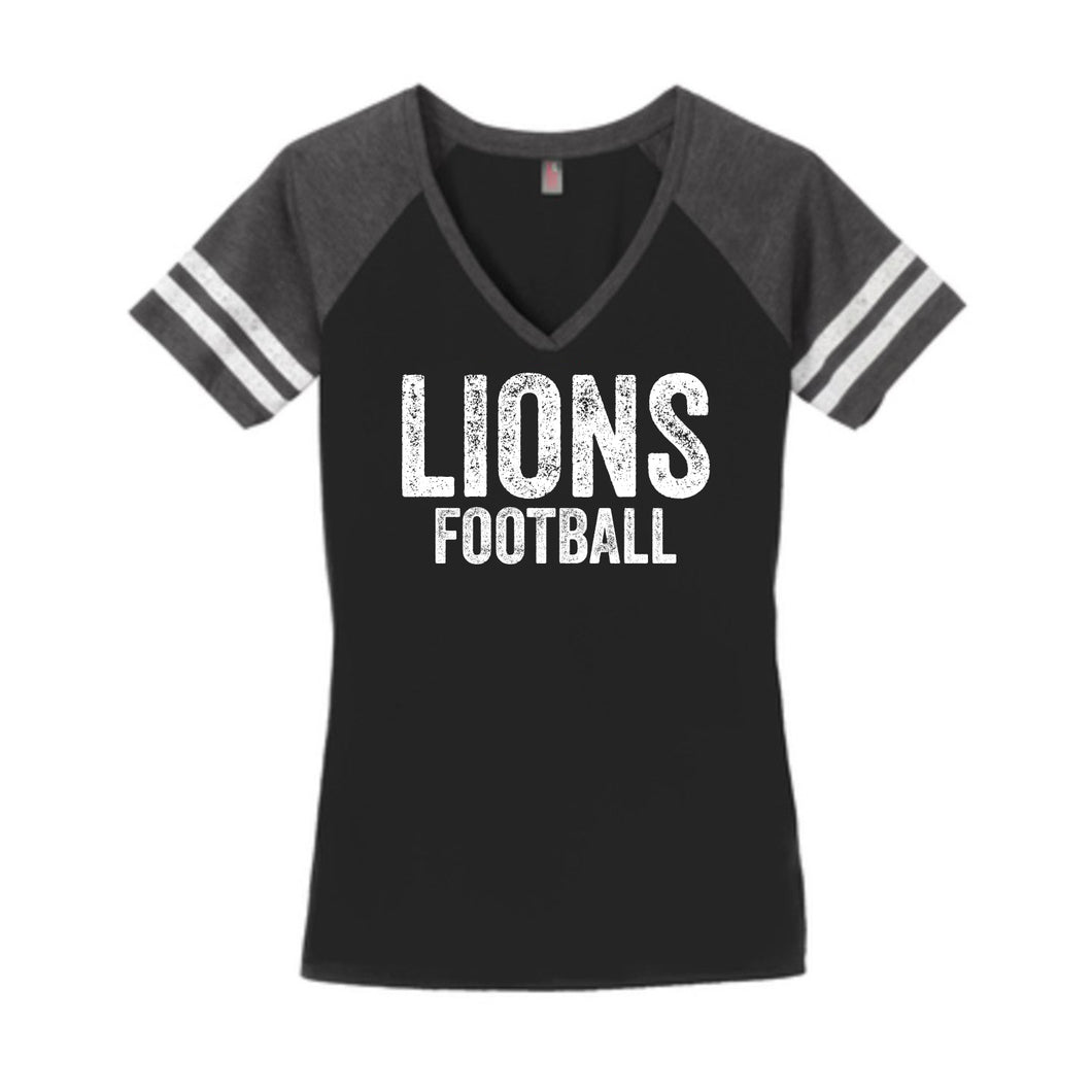 Lions Football Distressed Game Day V-Neck Tee