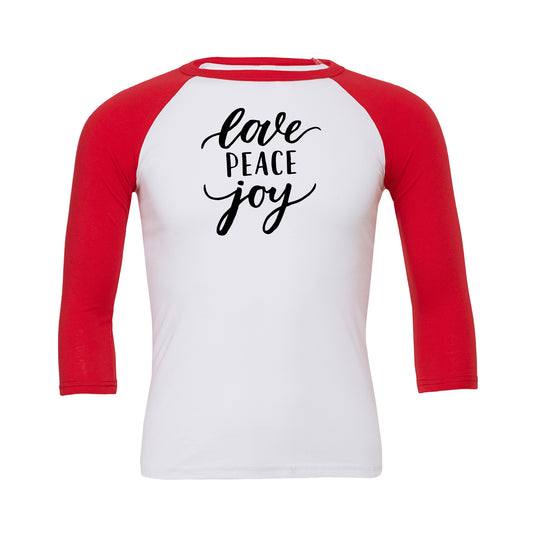 Love Peace Joy Baseball Tee