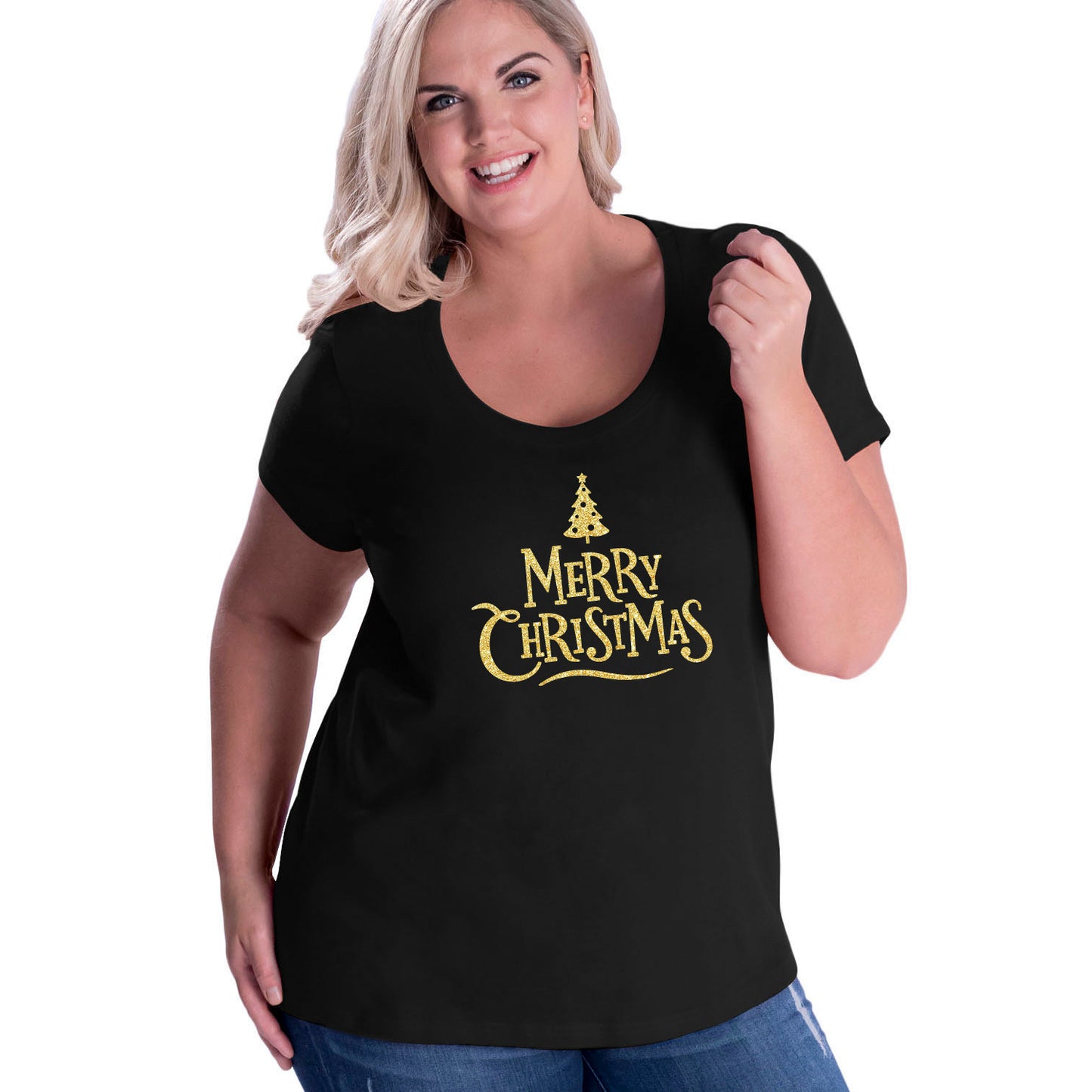 Merry Christmas (tree) Curvy Tee