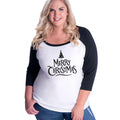 Merry Christmas (tree) Curvy Baseball Tee