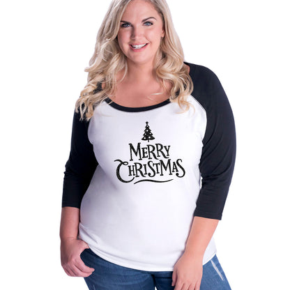 Merry Christmas (tree) Curvy Baseball Tee