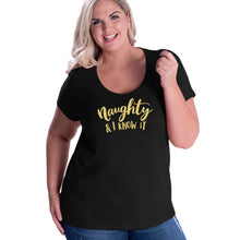 Load image into Gallery viewer, Naughty and I know it Curvy Tee