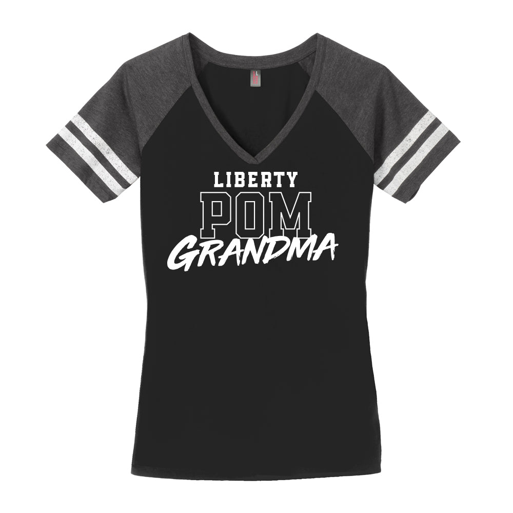 Liberty Pom Grandma Women's Game Day V- Neck Tee