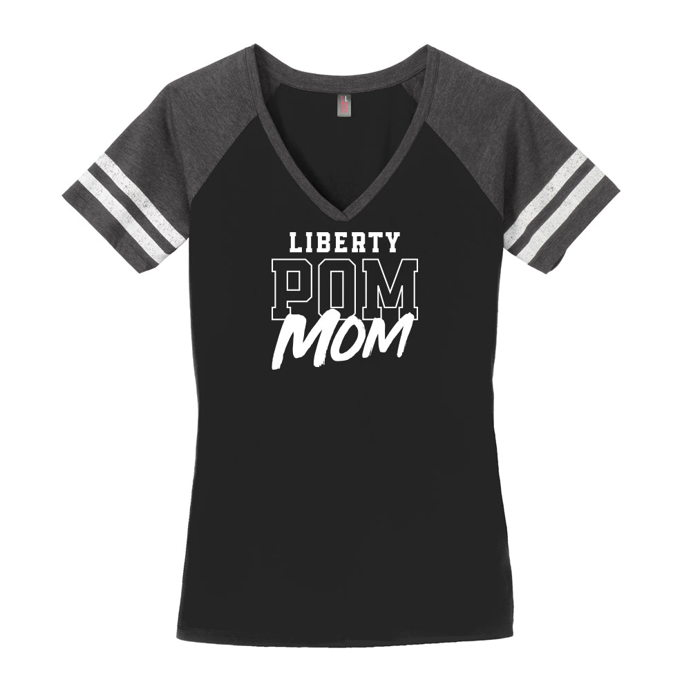 Liberty Pom Mom Women's Game Day V- Neck Tee