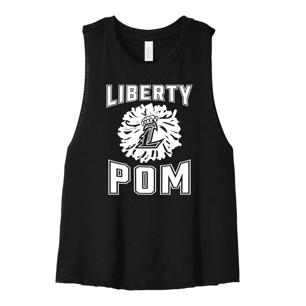 Liberty Pom Pom Cropped Racerback Tank