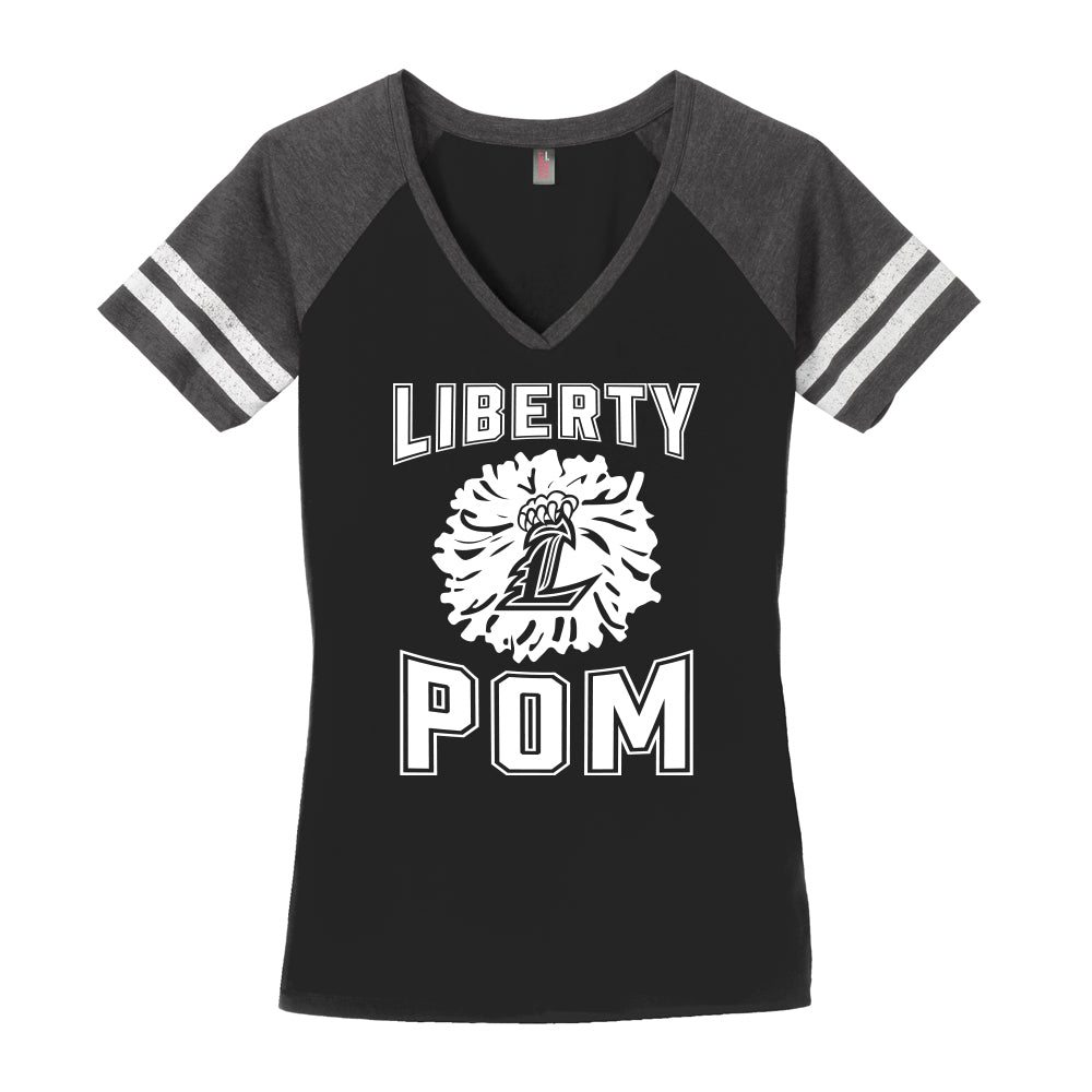 Liberty Pom Pom Women's Game Day V- Neck Tee