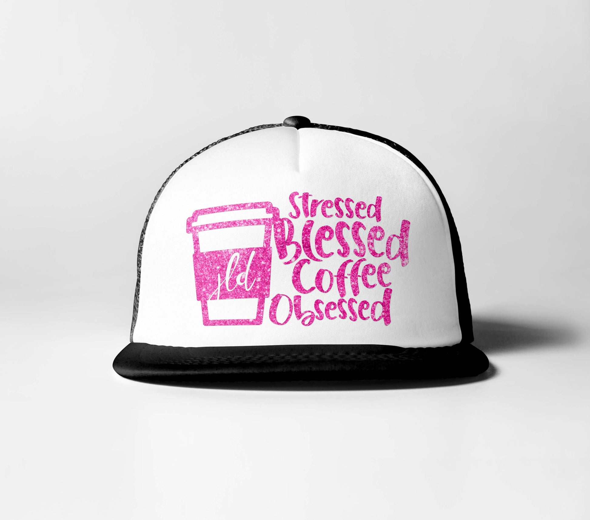 Stressed Blessed Coffee Obsessed Trucker Hat – James Lee Dean