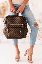Load image into Gallery viewer, Brown Checkered Convertible Bag