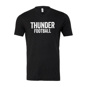 Unisex V Neck Distressed Thunder Football Tee