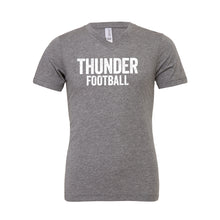 Load image into Gallery viewer, Unisex V Neck Distressed Thunder Football Tee