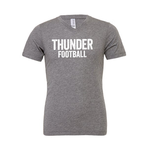 Unisex V Neck Distressed Thunder Football Tee
