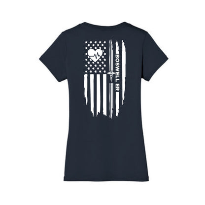 Boswell ER Heartbeat Flag Ladies V Neck Tee