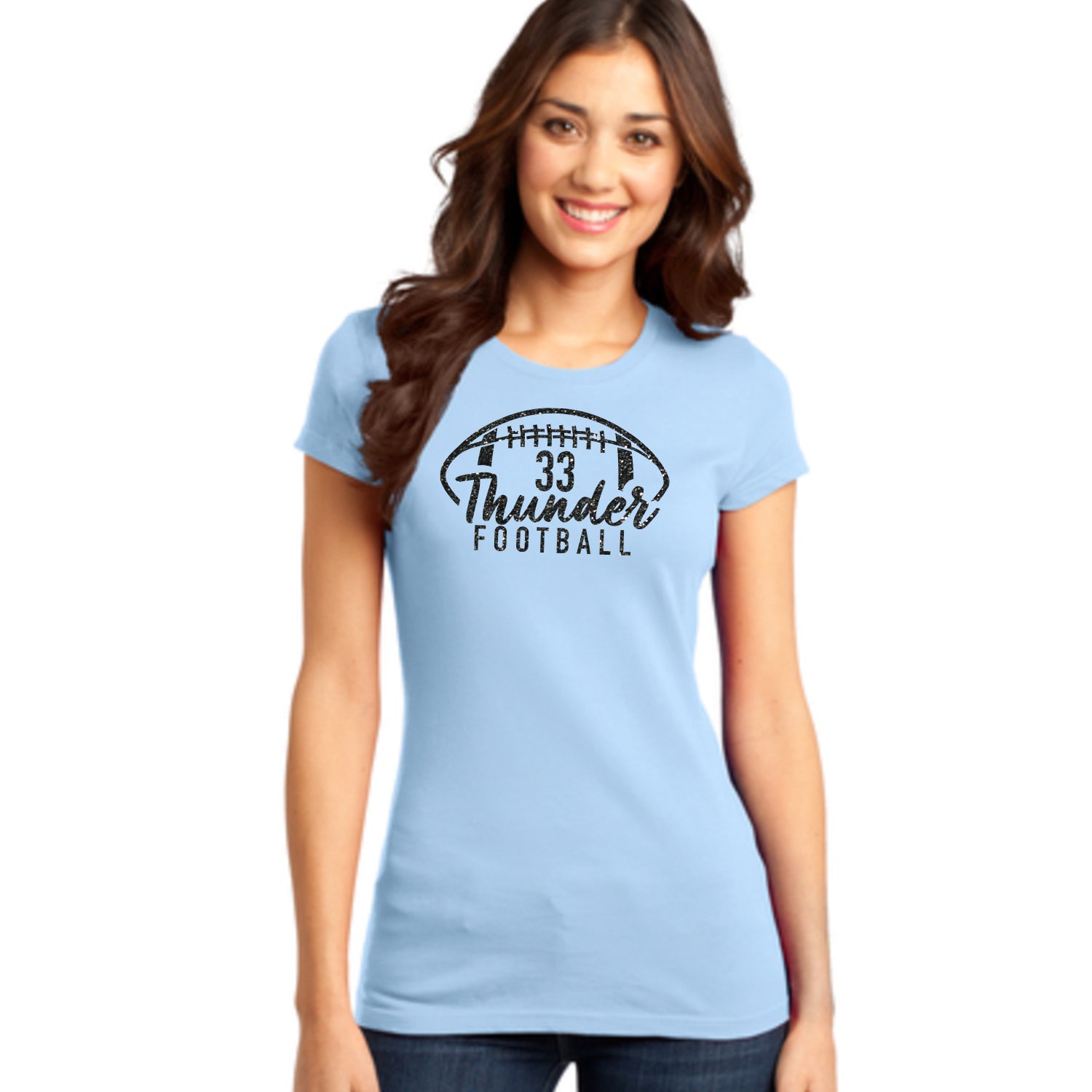 Ladies Fitted Thunder Football Custom Number Tee