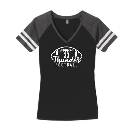 Ladies Thunder Football Number V Neck Tee