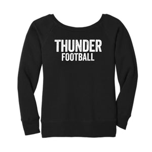 Women's Slouchy Wide Neck Distressed Thunder Sweatshirt
