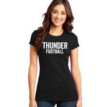 Load image into Gallery viewer, Women&#39;s Fitted Distressed Thunder Football Tee