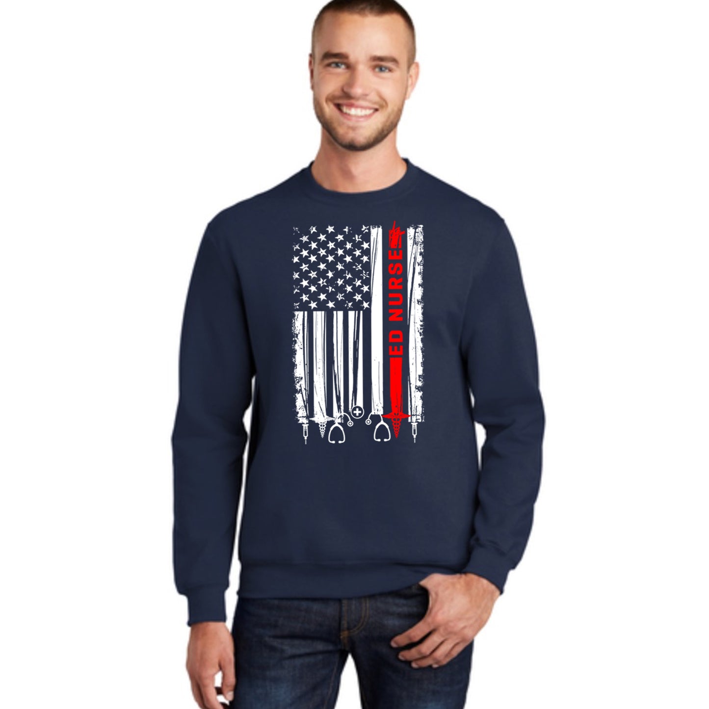 Boswell ED Nurse Flag Crewneck Sweatshirt