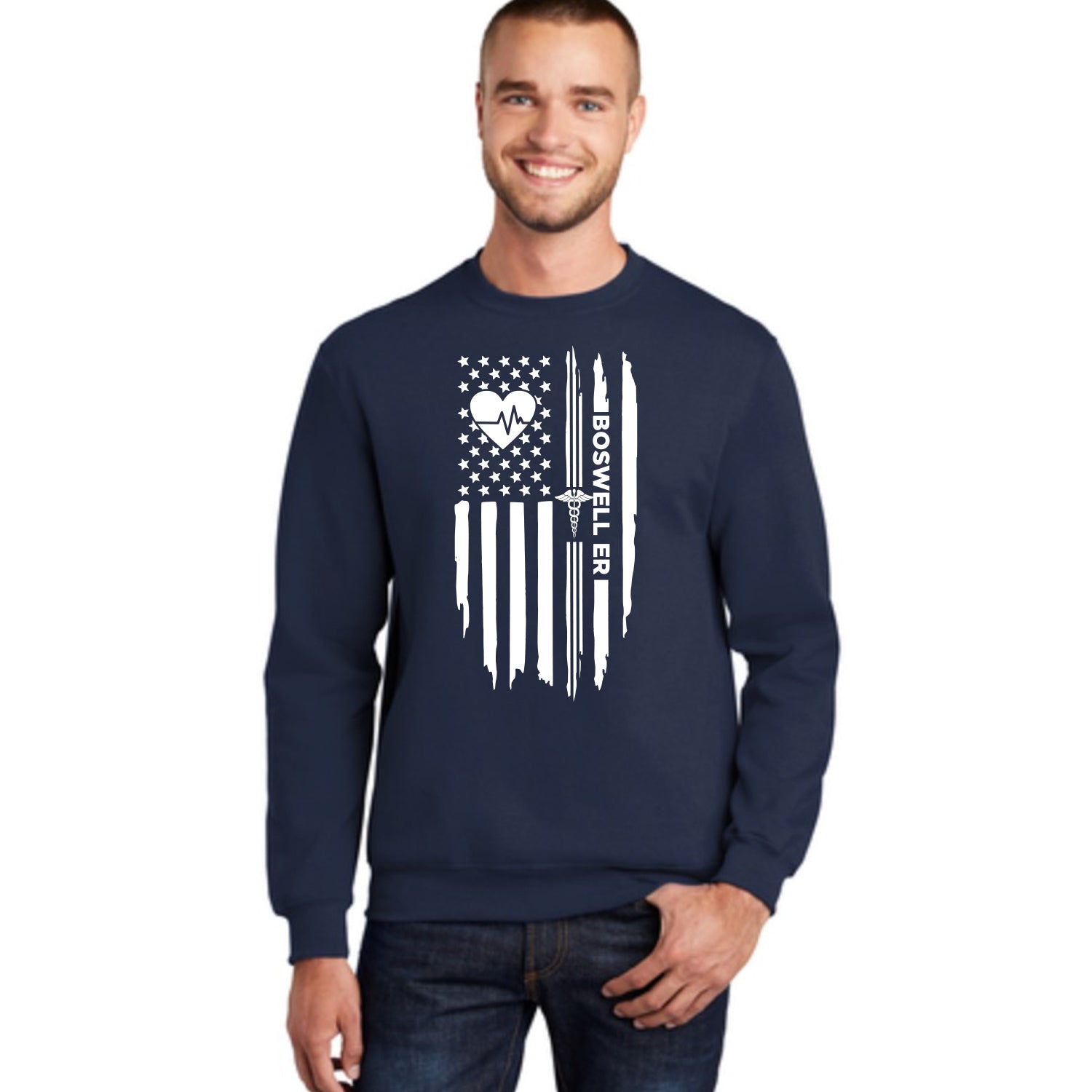 Boswell ER Heartbeat Flag Crewneck Sweatshirt
