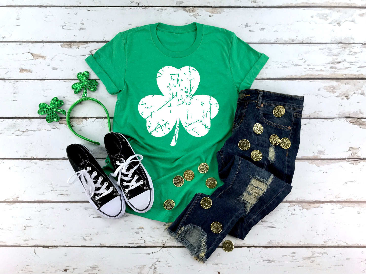 Distressed 4 Leaf Clover Tee