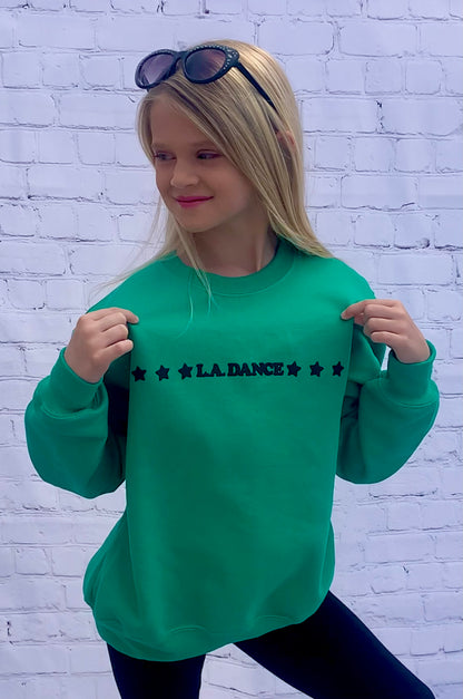 LA Dance Green Crewneck Sweatshirt (Puff Print)