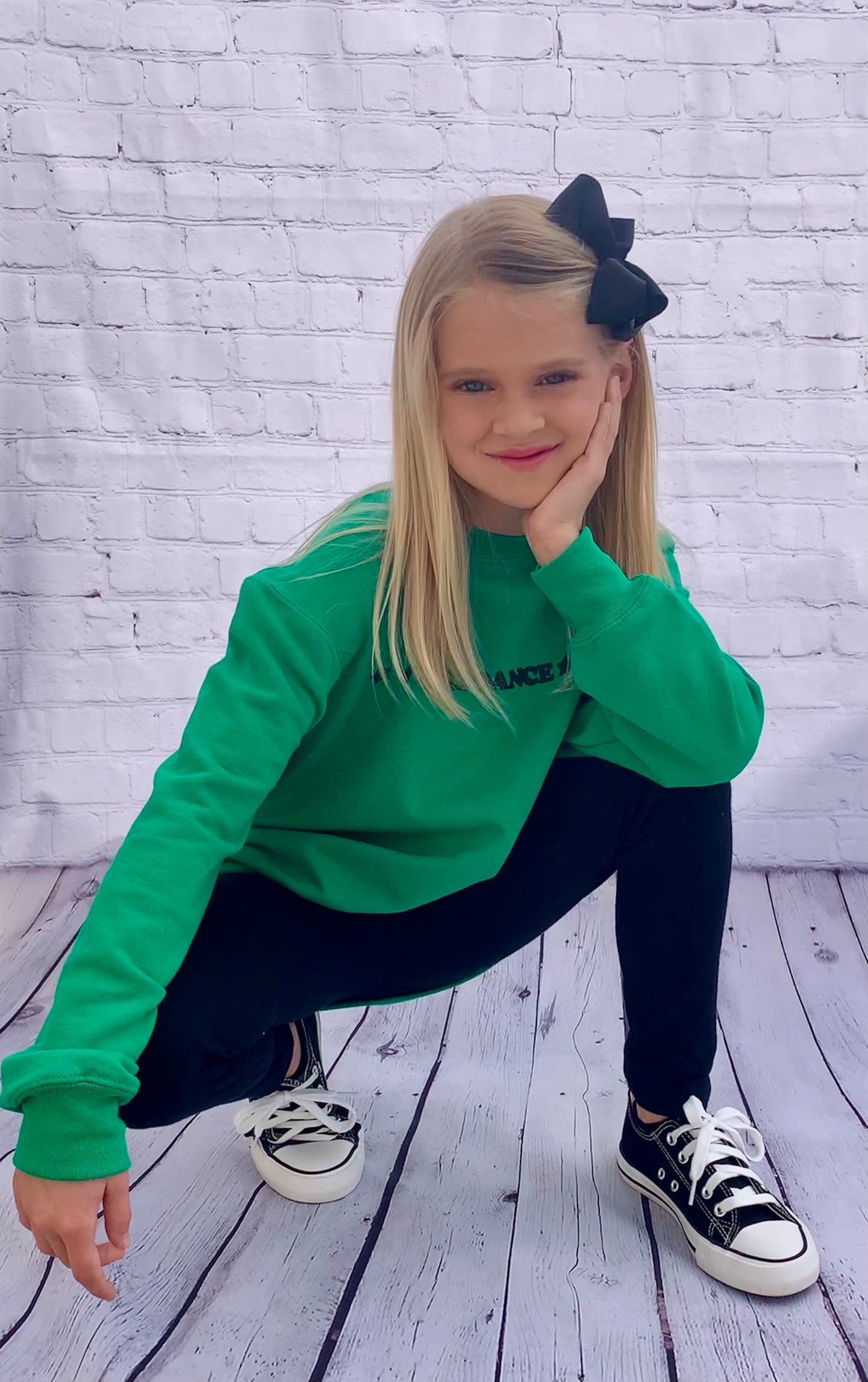 LA Dance Green Crewneck Sweatshirt (Puff Print)